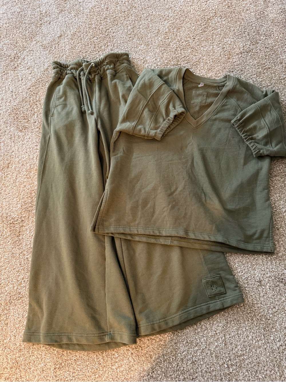 FP Movement by Free People Olive Green Track Pants & Top Set